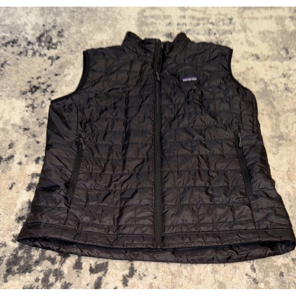 Patagonia Nano puffer vest Sz Large Mens Full Zip Packable Charcoal Black